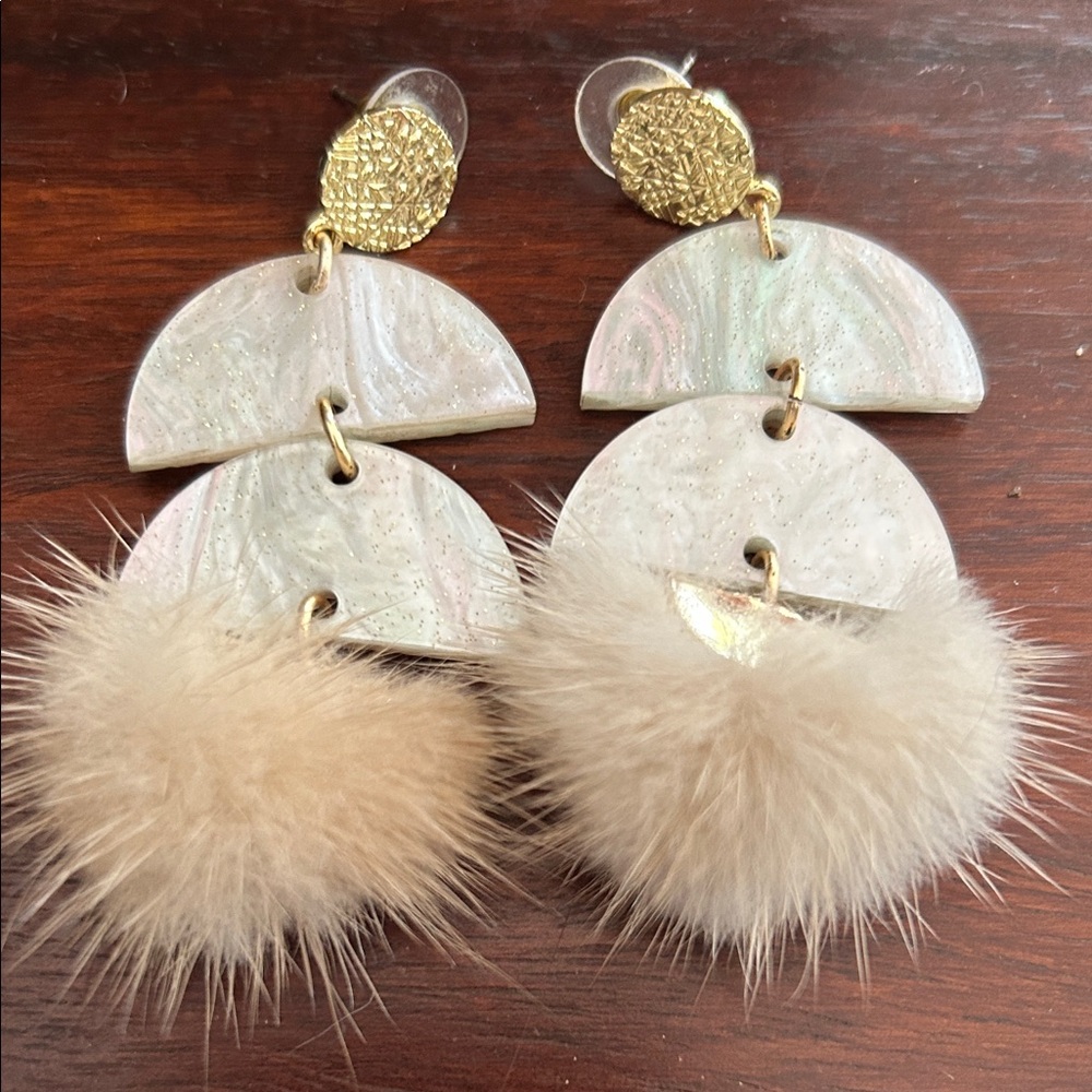 Chic Gold and Cream Statement Earrings Taylor Shaye